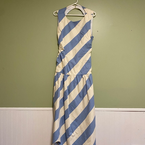 Size 12 Cream and blue striped ASOS backless dress - Picture 1 of 6